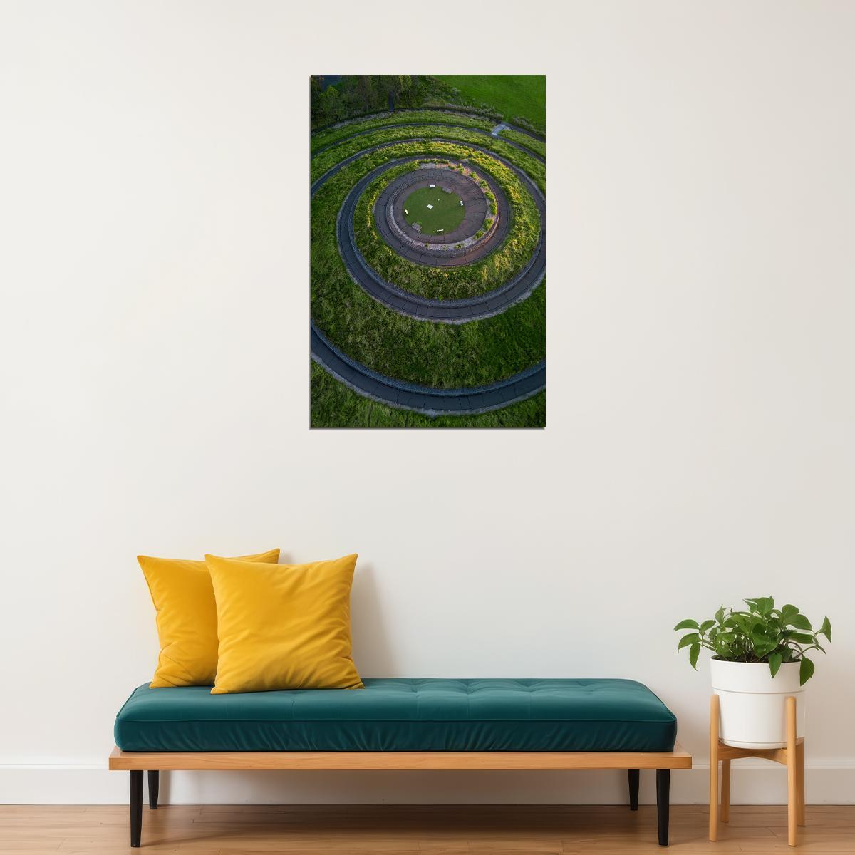 Aerial View Of Spiral Hedge Maze Bushes Poster Wall Art Print Home Wall Decor - xonomax