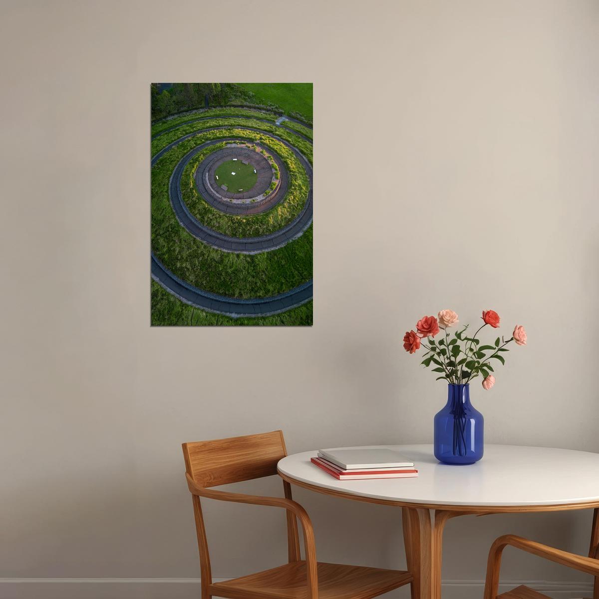 Aerial View Of Spiral Hedge Maze Bushes Poster Wall Art Print Home Wall Decor - xonomax