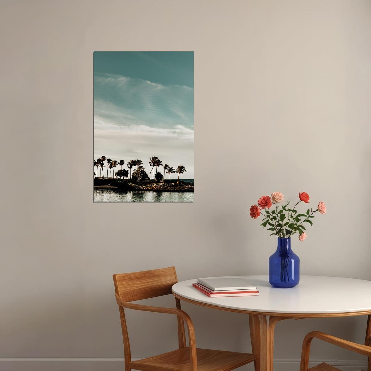 Mount Mouaroa And Palm Trees Landscape Poster Wall Art Print Home Wall Decor - xonomax