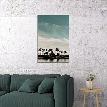 Mount Mouaroa And Palm Trees Landscape Poster Wall Art Print Home Wall Decor - xonomax