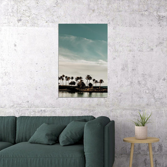 Mount Mouaroa And Palm Trees Landscape Poster Wall Art Print Home Wall Decor - xonomax