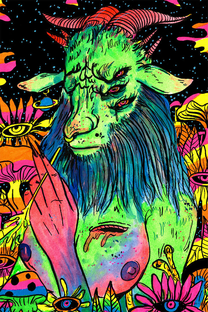 Psychedelic Trippy Monsters Illustration Poster Wall Art Print Home Wall Decor - xonomax