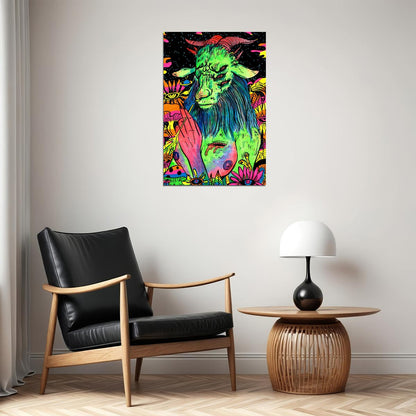 Psychedelic Trippy Monsters Illustration Poster Wall Art Print Home Wall Decor - xonomax