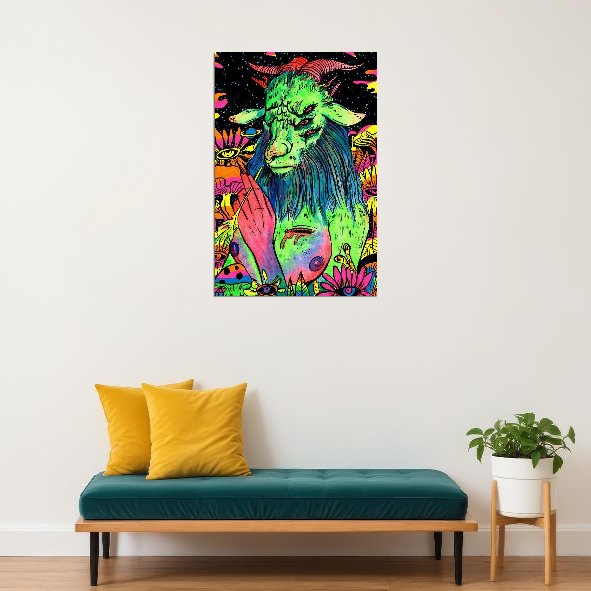 Psychedelic Trippy Monsters Illustration Poster Wall Art Print Home Wall Decor - xonomax
