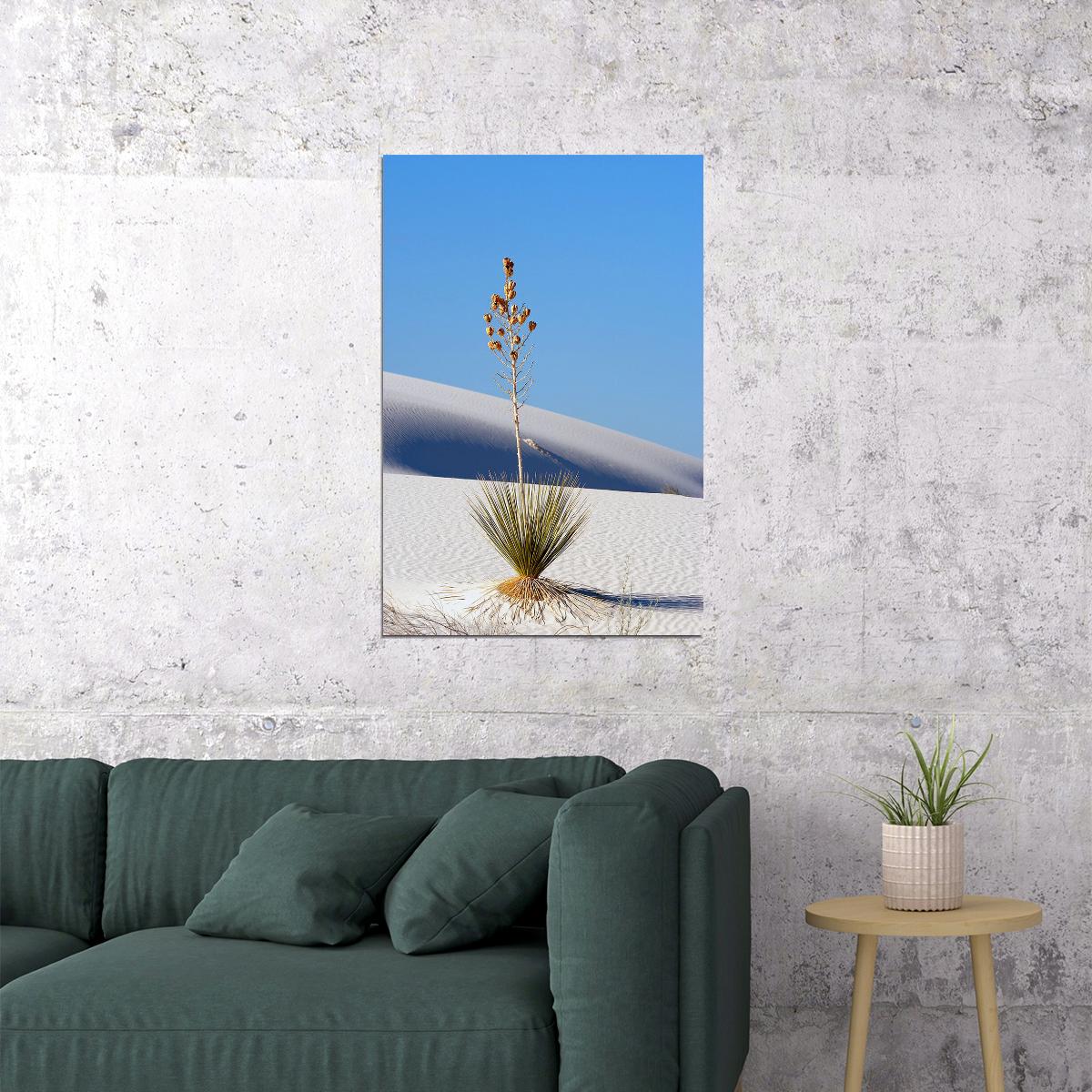 Yucca Plant In White Sands Arid Climate Poster Wall Art Print Home Wall Decor - xonomax