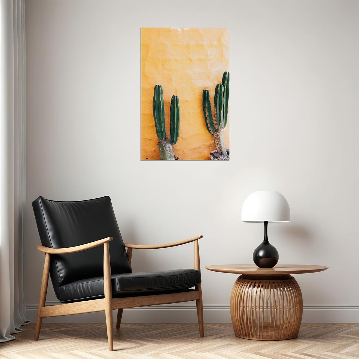 Green Cactus And Yellow Background Poster Wall Art Print Home Wall Decor - xonomax