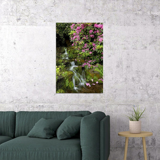 Waterfall In Crystal Springs Garden Poster Wall Art Print Home Wall Decor - xonomax