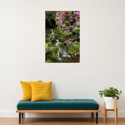 Waterfall In Crystal Springs Garden Poster Wall Art Print Home Wall Decor - xonomax