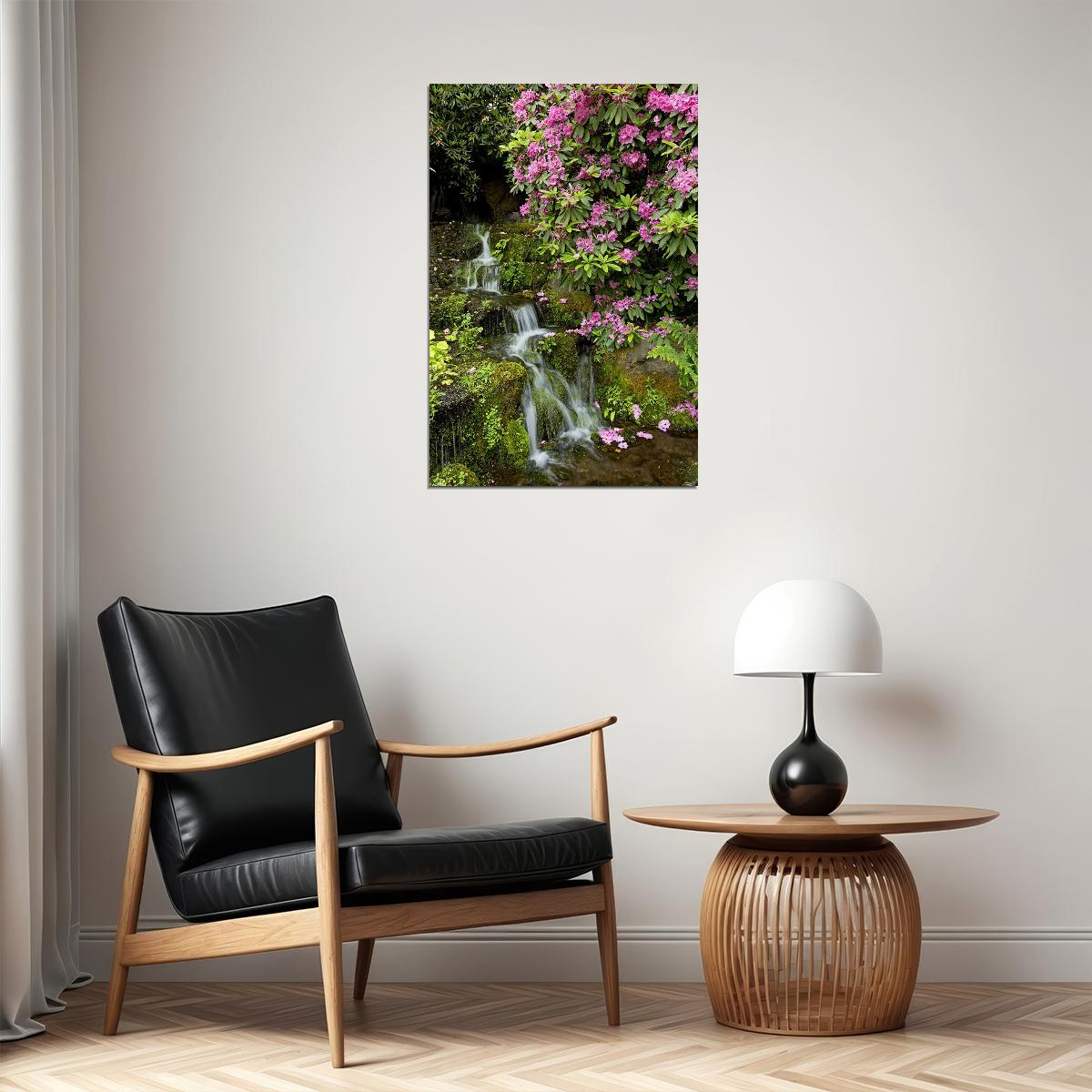 Waterfall In Crystal Springs Garden Poster Wall Art Print Home Wall Decor - xonomax
