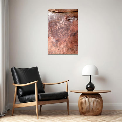 Circular Petroglyphs On Sandstone Poster Wall Art Print Home Wall Decor - xonomax