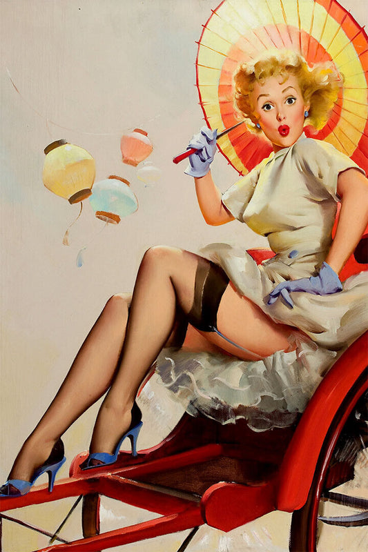 Elvgren Style Female Model Portrait Vintage Poster Wall Art Print Home Wall Decor - xonomax