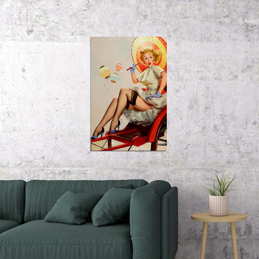 Elvgren Style Female Model Portrait Vintage Poster Wall Art Print Home Wall Decor - xonomax