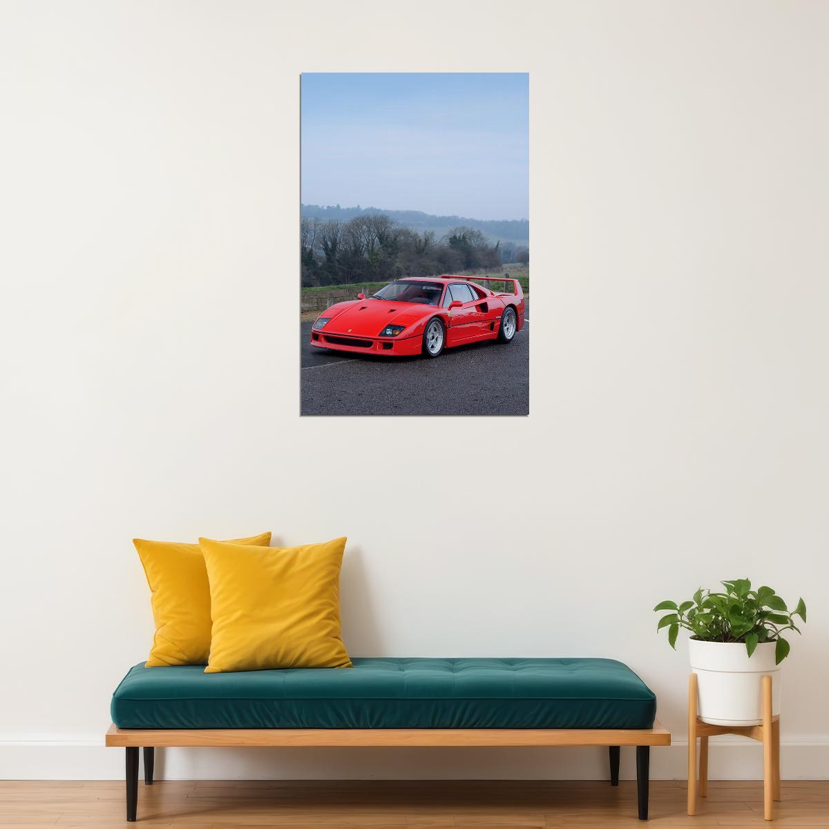 Cars Ferrari Fi40 Road And Track Land Vehicle Poster Wall Art Print Home Wall Decor - xonomax