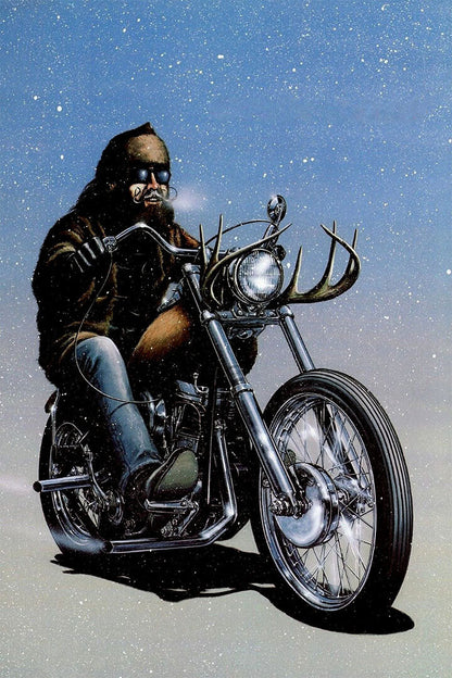 Illustration Cult Biker Motorcycle Poster Wall Art Print Home Wall Decor - xonomax