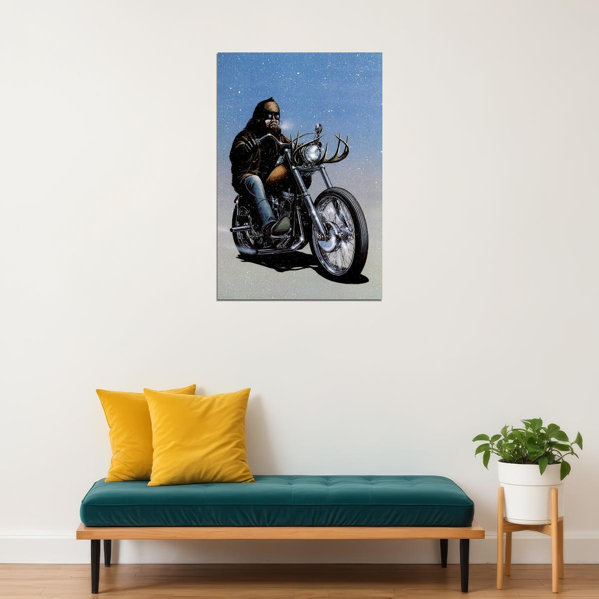 Illustration Cult Biker Motorcycle Poster Wall Art Print Home Wall Decor - xonomax