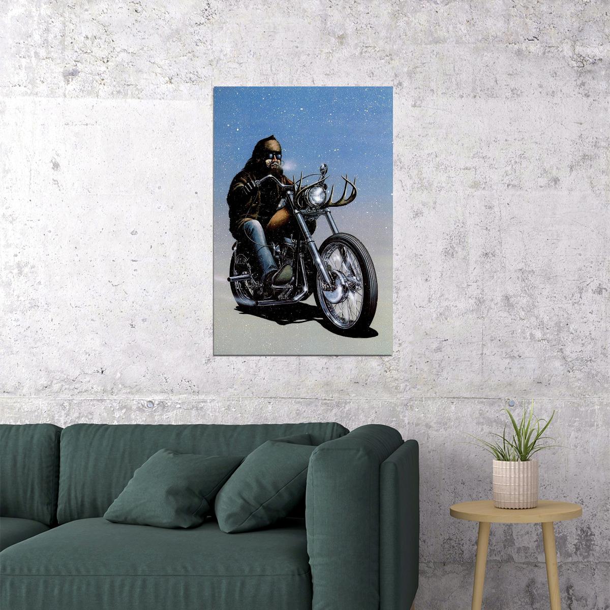 Illustration Cult Biker Motorcycle Poster Wall Art Print Home Wall Decor - xonomax