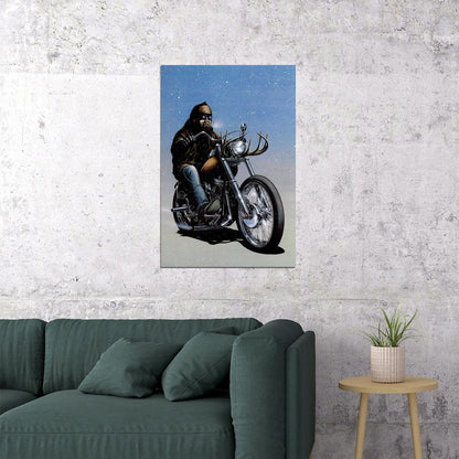 Illustration Cult Biker Motorcycle Poster Wall Art Print Home Wall Decor - xonomax