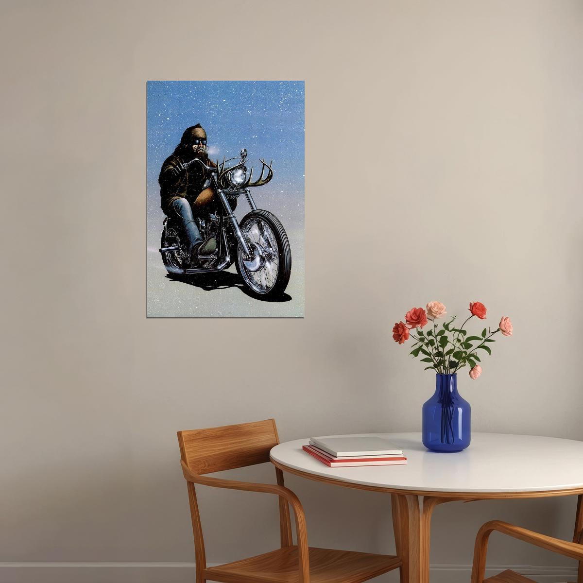 Illustration Cult Biker Motorcycle Poster Wall Art Print Home Wall Decor - xonomax