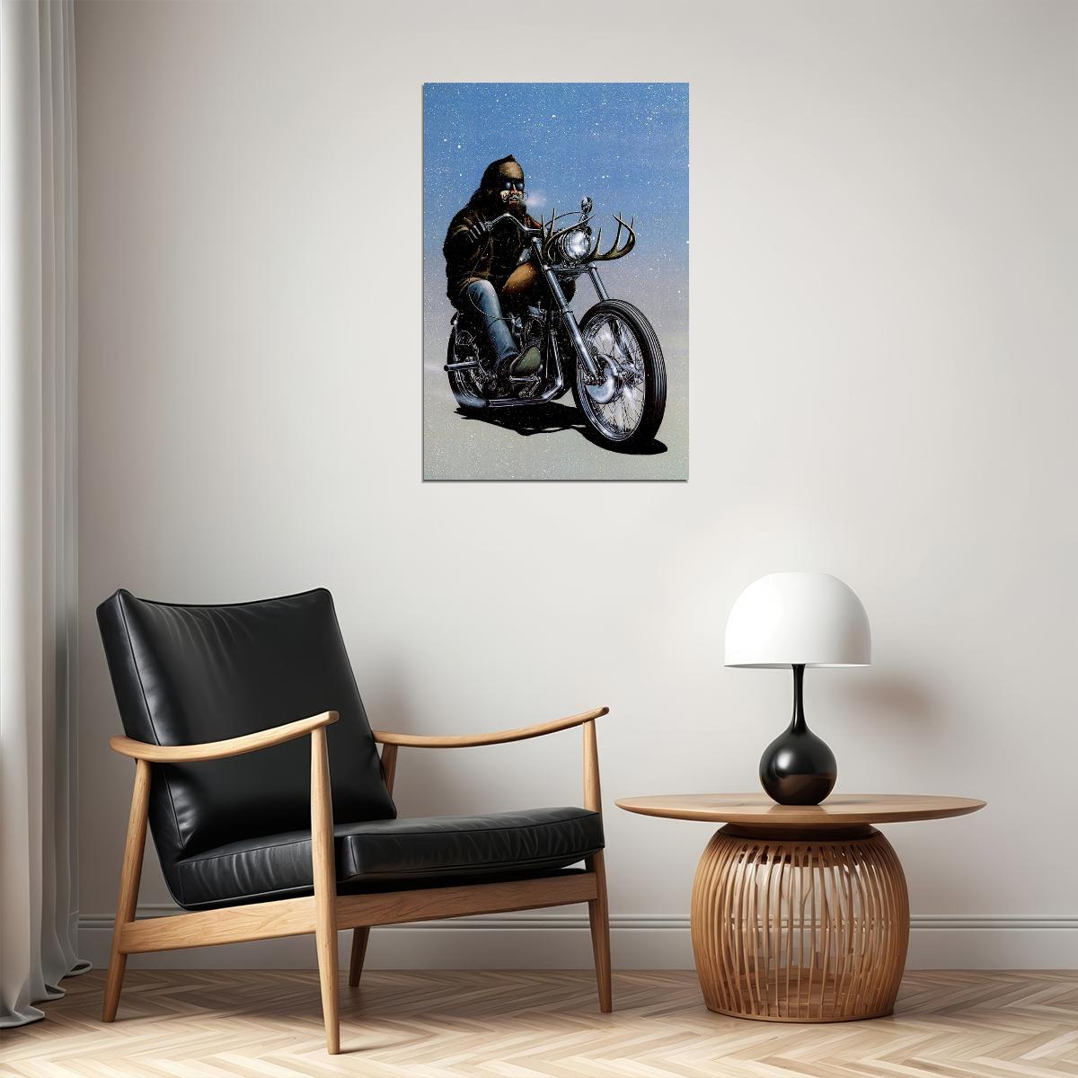 Illustration Cult Biker Motorcycle Poster Wall Art Print Home Wall Decor - xonomax