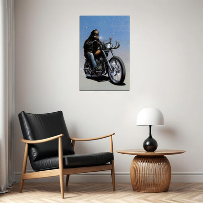 Illustration Cult Biker Motorcycle Poster Wall Art Print Home Wall Decor - xonomax