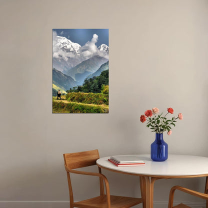Summer Green Valley In The Himalayas Nature Poster Wall Art Print Home Wall Decor - xonomax