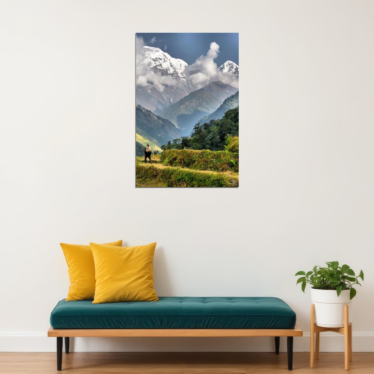 Summer Green Valley In The Himalayas Nature Poster Wall Art Print Home Wall Decor - xonomax