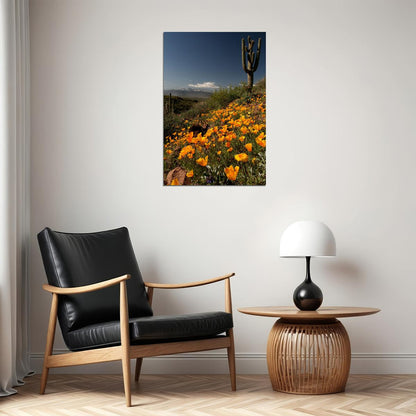 California Poppies Bloom Field Near Ocean Poster Wall Art Print Home Wall Decor - xonomax