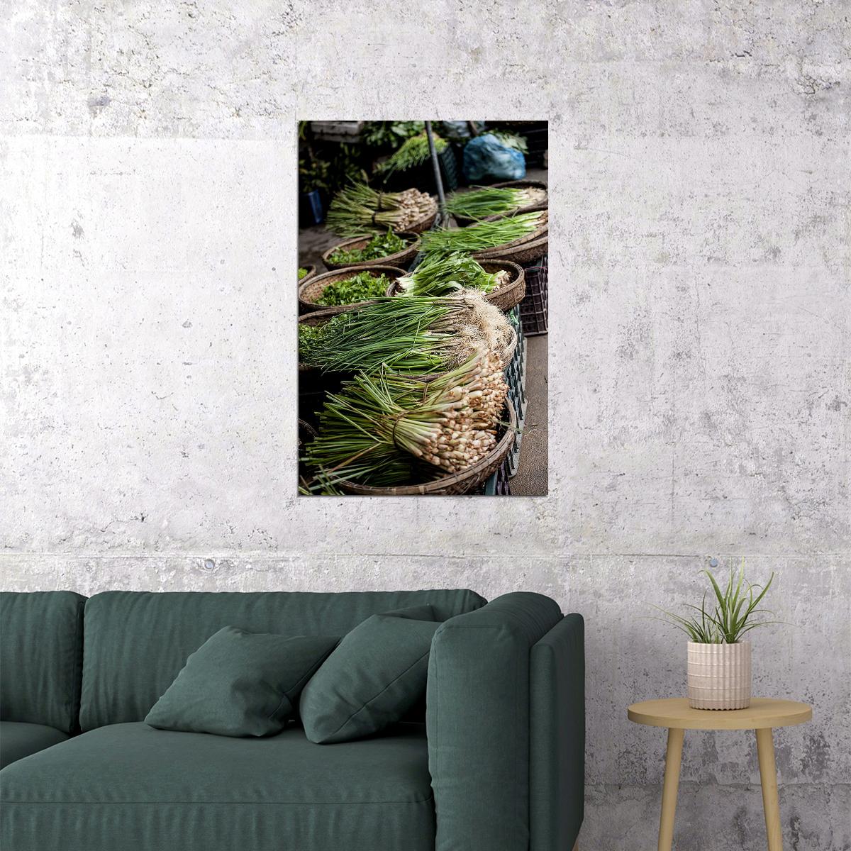 Basket Of Herbs And Salad Produce In Kitchen Garden Poster Wall Art Print Home Wall Decor - xonomax