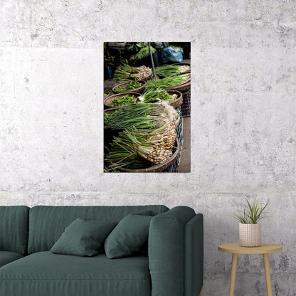 Basket Of Herbs And Salad Produce In Kitchen Garden Poster Wall Art Print Home Wall Decor - xonomax