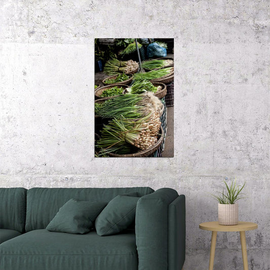 Basket Of Herbs And Salad Produce In Kitchen Garden Poster Wall Art Print Home Wall Decor - xonomax