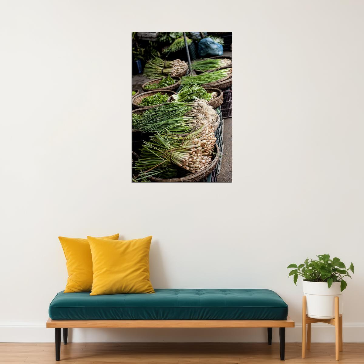 Basket Of Herbs And Salad Produce In Kitchen Garden Poster Wall Art Print Home Wall Decor - xonomax