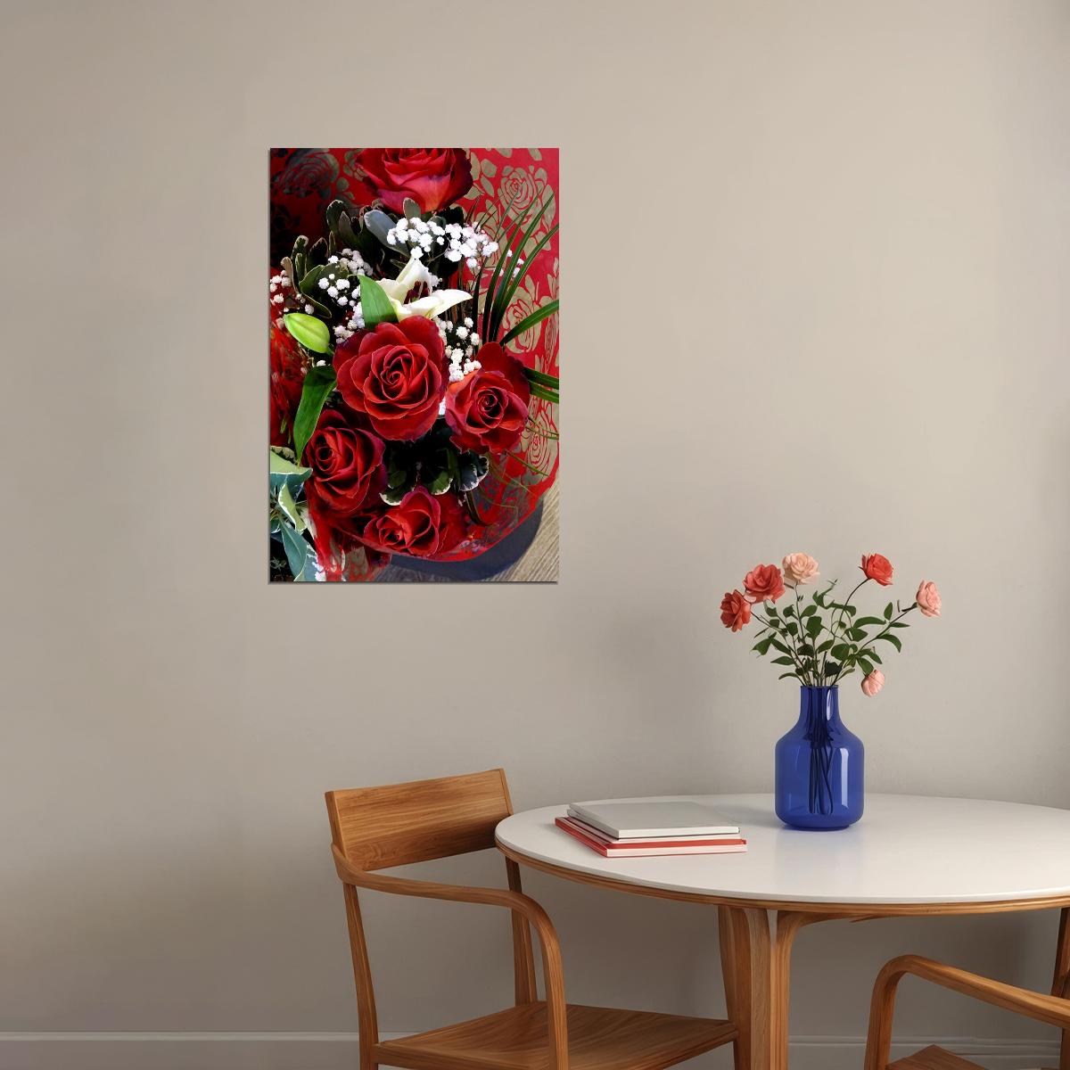 Rose Colorful Flowering Plant Drawing Picture Poster Wall Art Print Home Wall Decor - xonomax