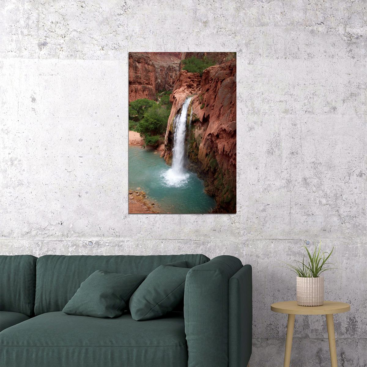 Havasu Falls In Arizona Landscape Poster Wall Art Print Home Wall Decor - xonomax