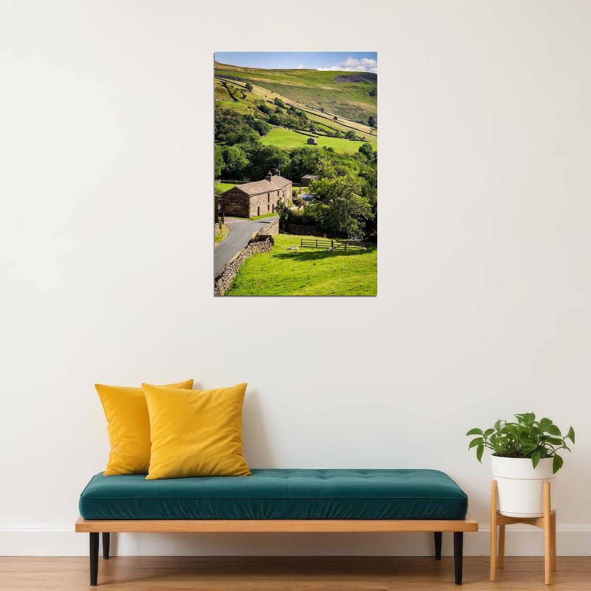Rolling Yorkshire Farmland Farming Poster Wall Art Print Home Wall Decor - xonomax