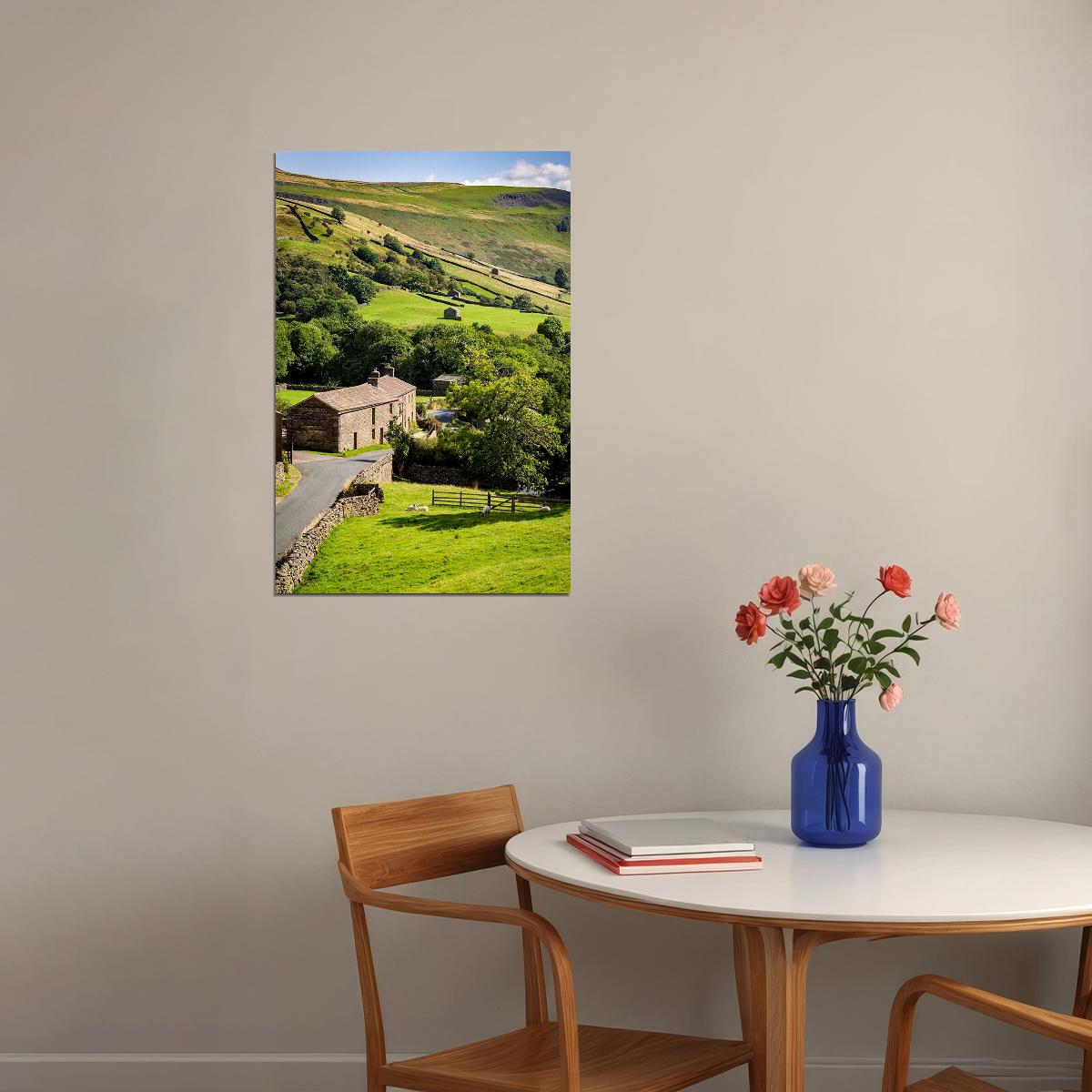 Rolling Yorkshire Farmland Farming Poster Wall Art Print Home Wall Decor - xonomax