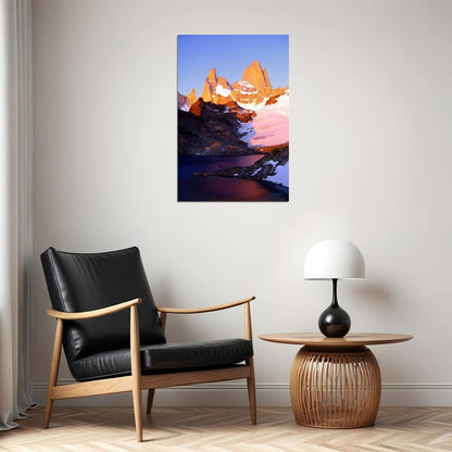 Alpenglow On Mount Fitz Roy Mountains Landscape Poster Wall Art Print Home Wall Decor - xonomax