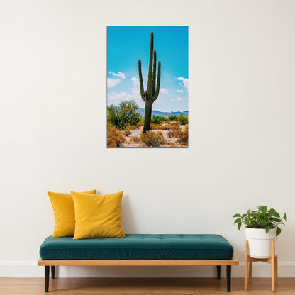 Cacti In Arid Land Under Blue Sky Nature Poster Wall Art Print Home Wall Decor - xonomax