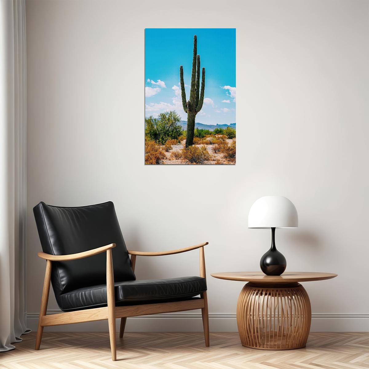 Cacti In Arid Land Under Blue Sky Nature Poster Wall Art Print Home Wall Decor - xonomax