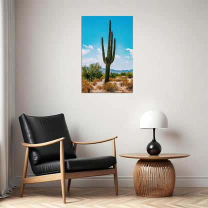 Cacti In Arid Land Under Blue Sky Nature Poster Wall Art Print Home Wall Decor - xonomax