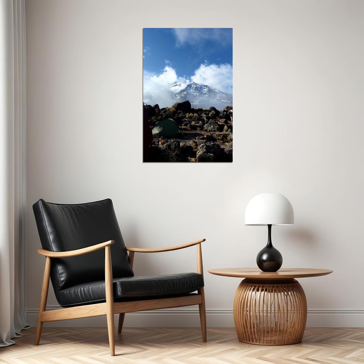 Clouds Surrounding Mount Kilimanjaro Poster Wall Art Print Home Wall Decor - xonomax