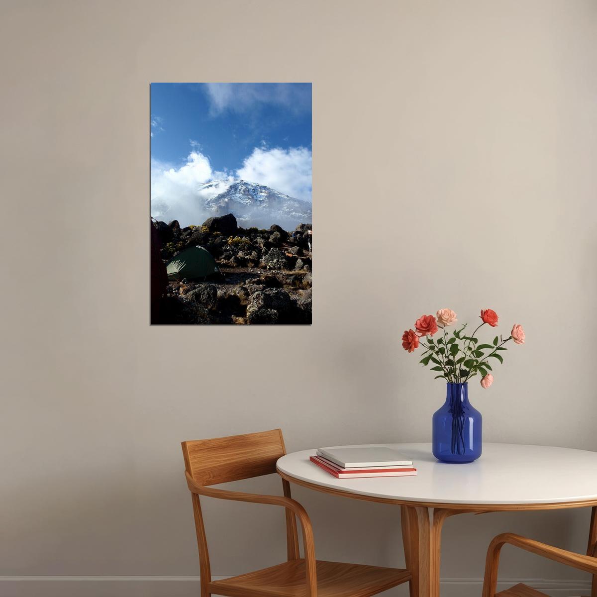 Clouds Surrounding Mount Kilimanjaro Poster Wall Art Print Home Wall Decor - xonomax