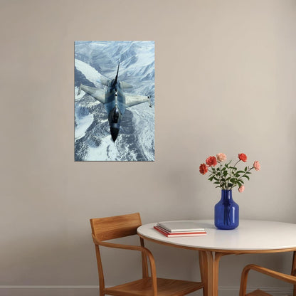 Photo Of Warplane Flying Over Snowy Mountains Poster Wall Art Print Home Wall Decor - xonomax