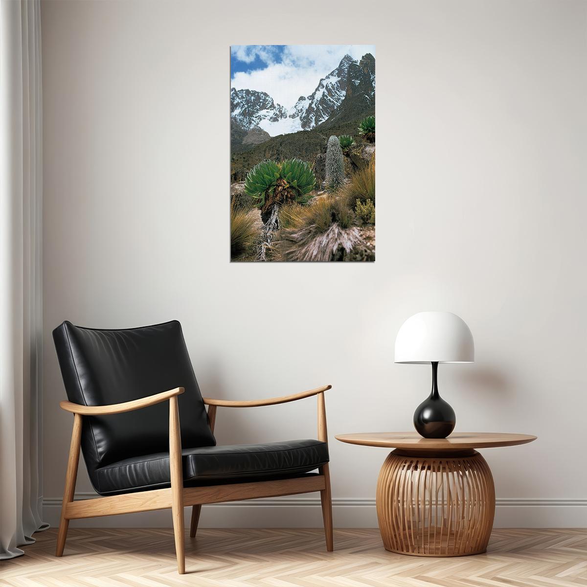 Snowy Mount Kenya Seen From Afar Poster Wall Art Print Home Wall Decor - xonomax