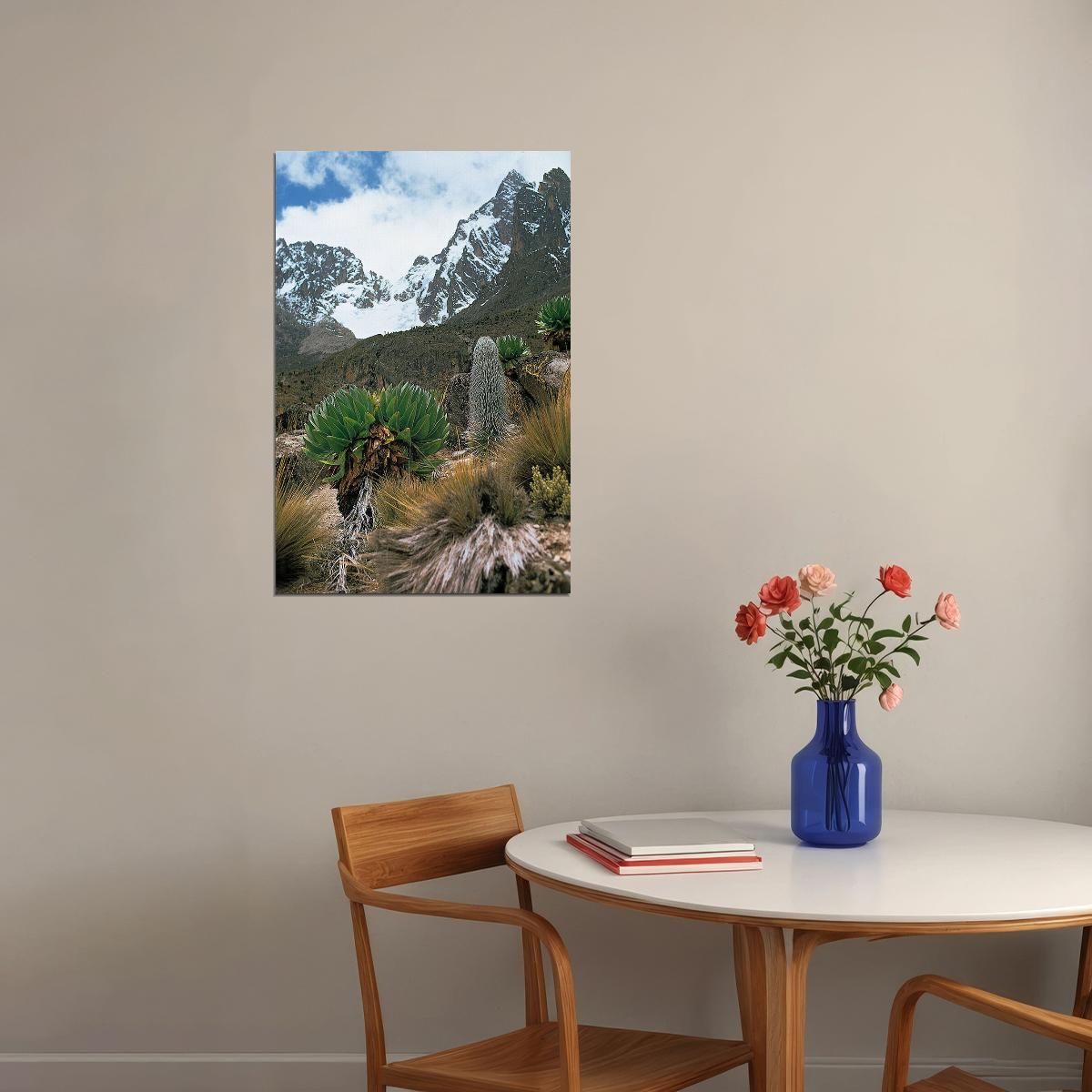 Snowy Mount Kenya Seen From Afar Poster Wall Art Print Home Wall Decor - xonomax