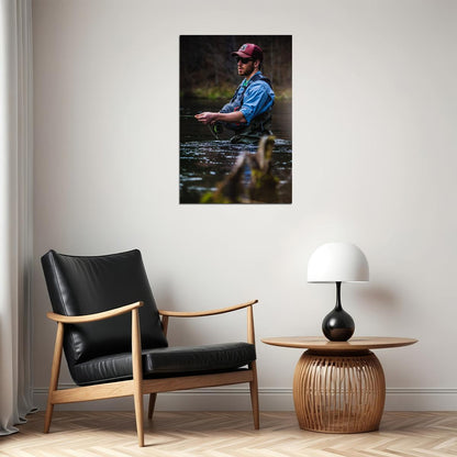 Man Fly Fishing On Big Hole River Landscape Poster Wall Art Print Home Wall Decor - xonomax