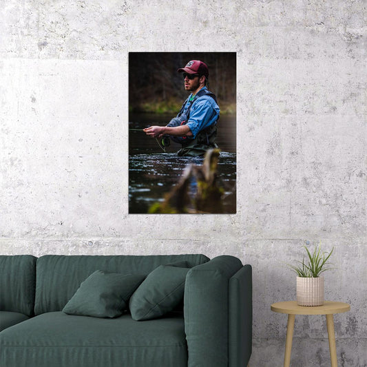 Man Fly Fishing On Big Hole River Landscape Poster Wall Art Print Home Wall Decor - xonomax