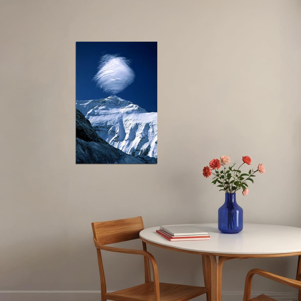 Lenticular Cloud Over Mount Everest Landscape Poster Wall Art Print Home Wall Decor - xonomax
