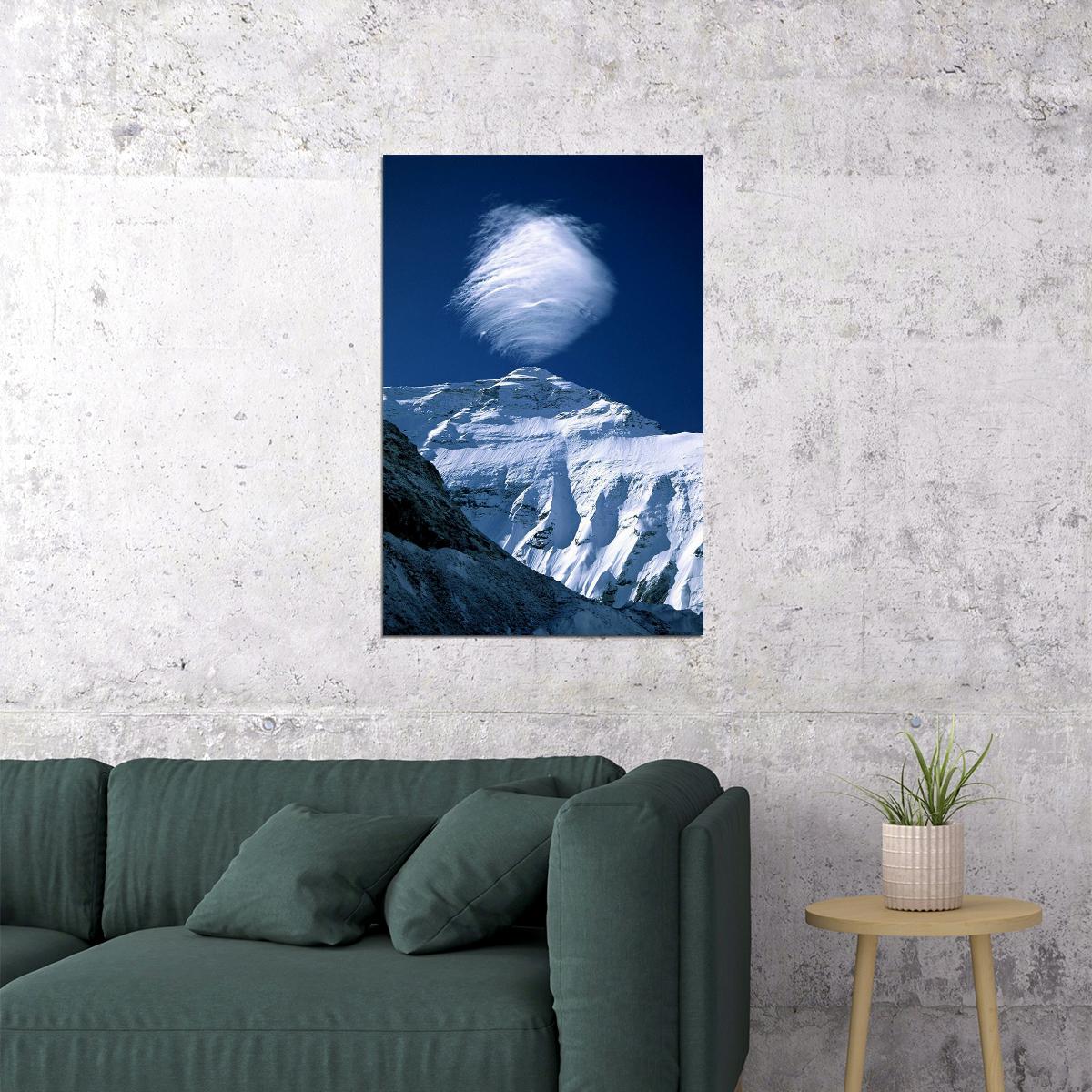 Lenticular Cloud Over Mount Everest Landscape Poster Wall Art Print Home Wall Decor - xonomax