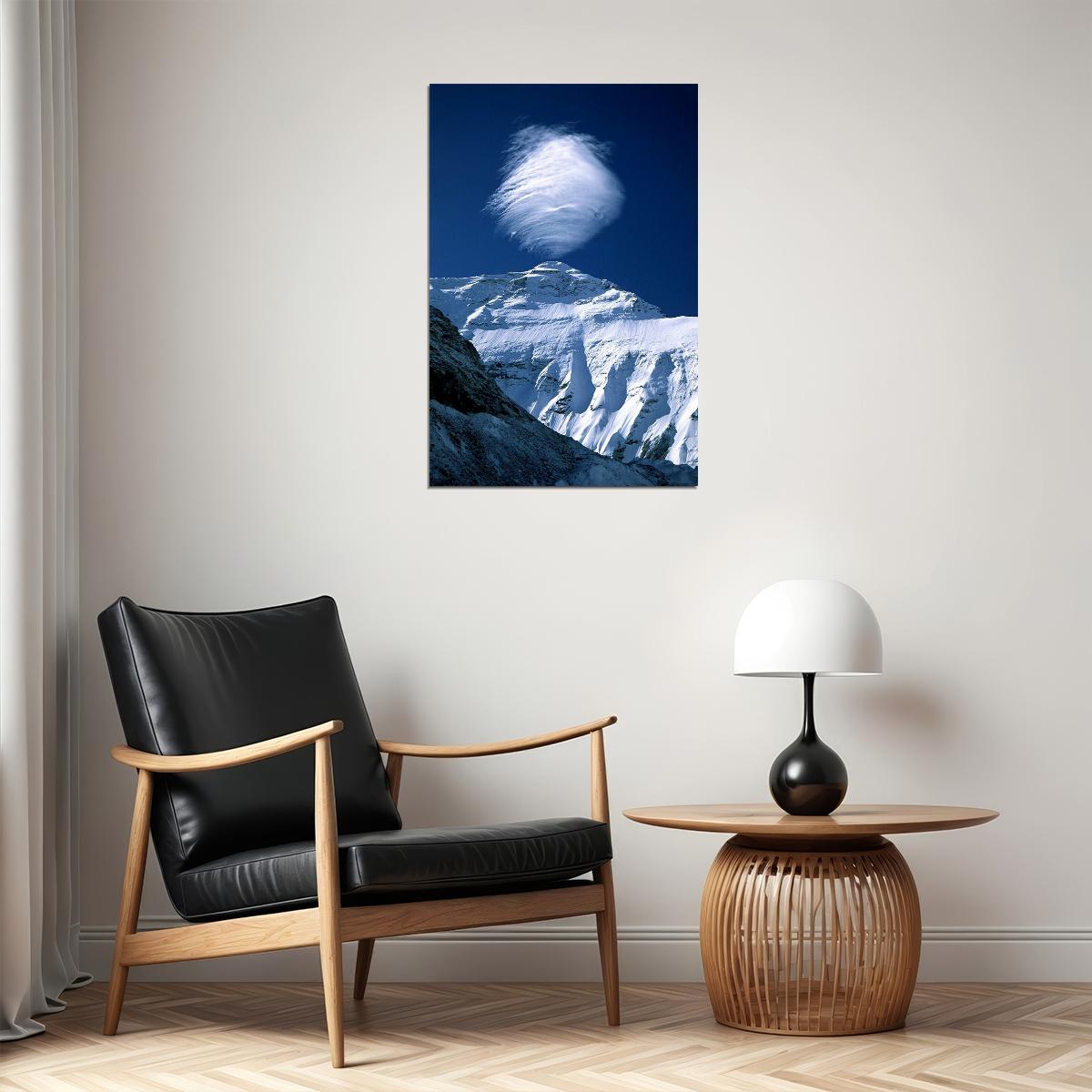 Lenticular Cloud Over Mount Everest Landscape Poster Wall Art Print Home Wall Decor - xonomax