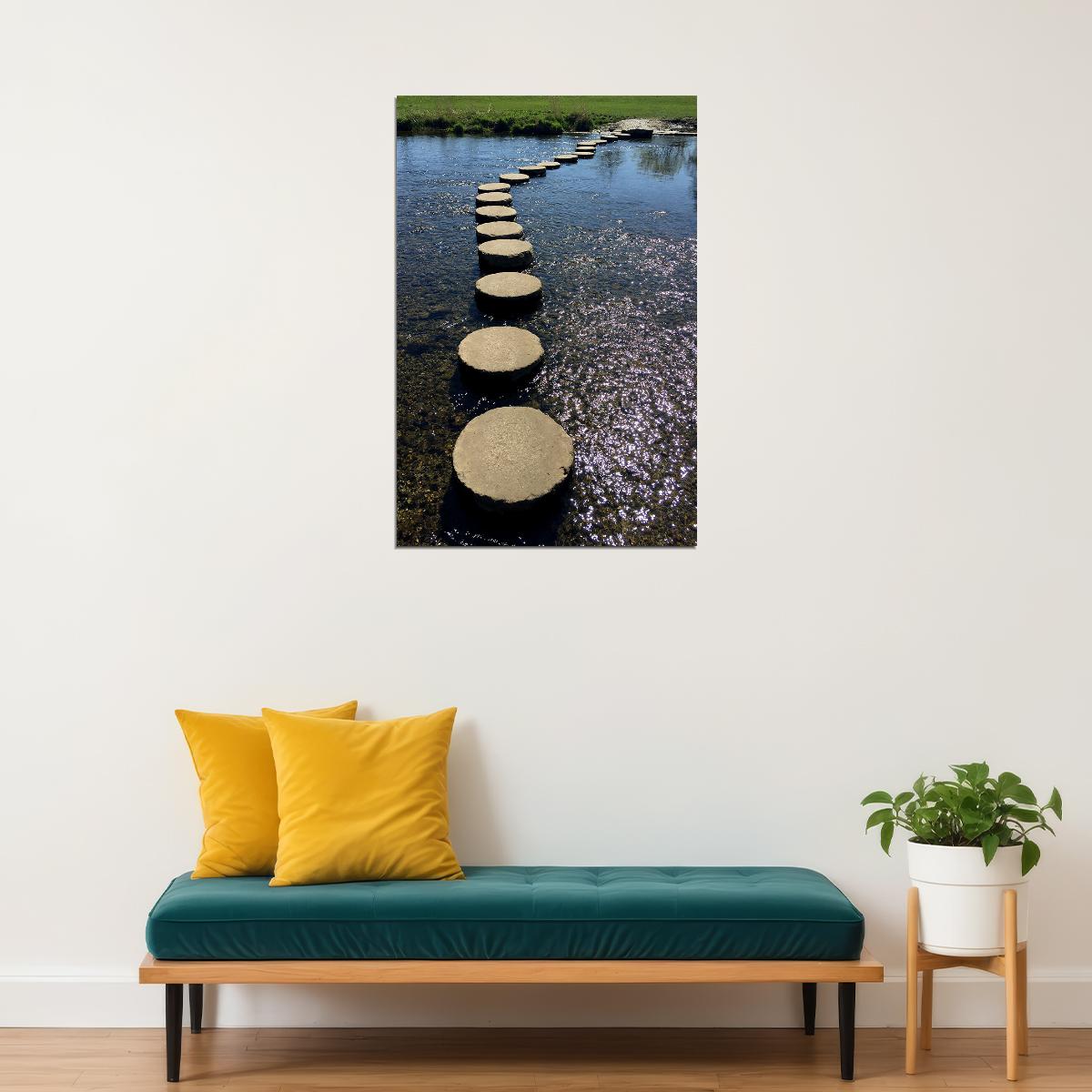 Stepping Stones On Clear Water Nature Water Poster Wall Art Print Home Wall Decor - xonomax